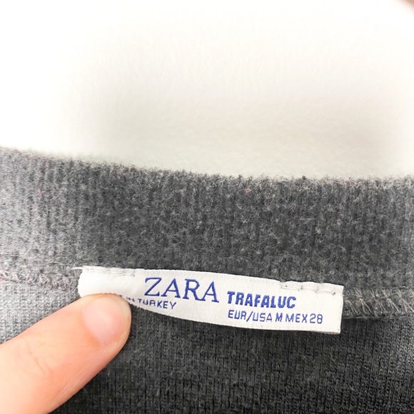 Zara Grey Cropped Fuzzy Crewneck Classic Sweater - Picture 4 of 6